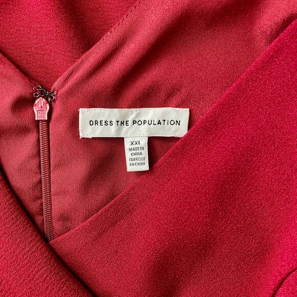 Dress The Population Anita Crepe Cocktail Dress in Garnet Red, XXL - Picture 11 of 15